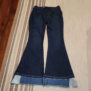 Frame Denim Blue Flare Jeans with Wide Leg